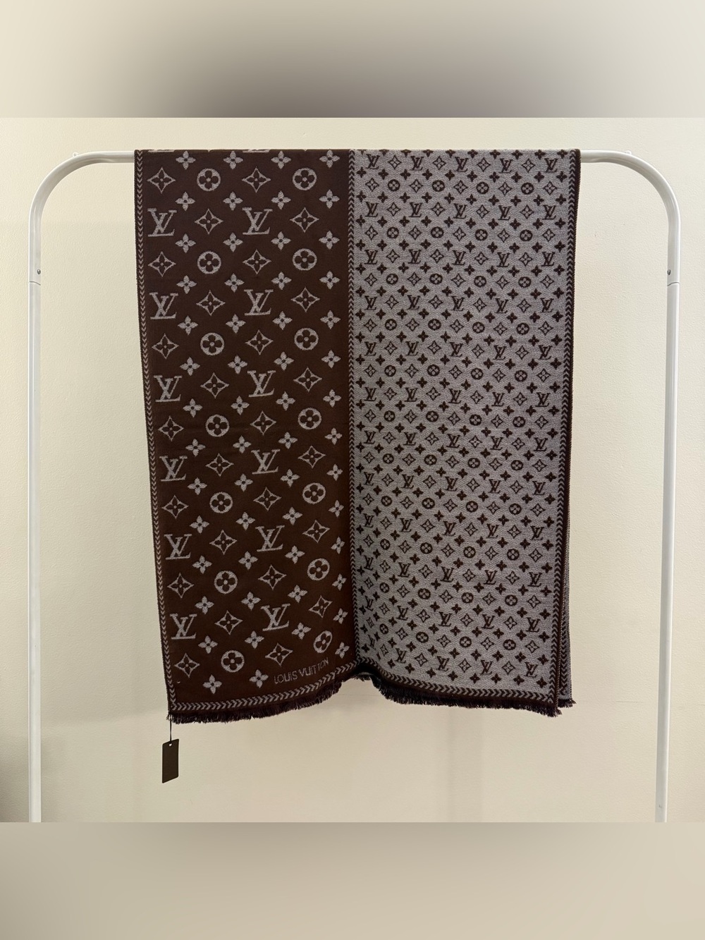Reversible Split Monogram Cashmere Silk Scarf - Picture 2 of 14